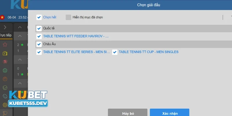 Các kèo cá cược bóng bàn Kubet Cá cược theo tỷ lệ cược hợp lý và quản lý ngân sách tốt