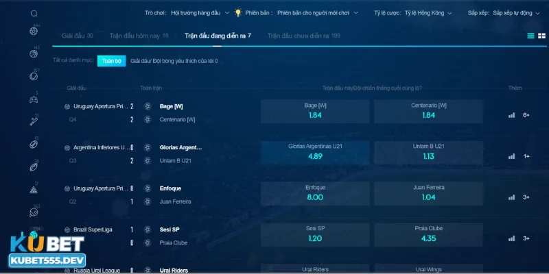 Các kèo cá cược bóng chuyền Kubet