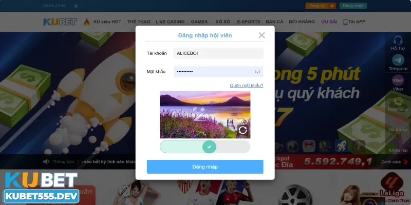 Đăng nhập Kubet 2 Đăng nhập ở ngay trên app di động