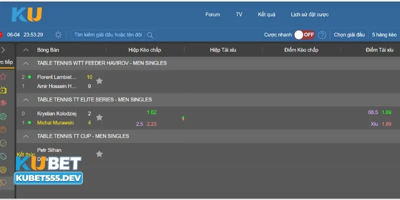 Các kèo cá cược bóng bàn Kubet Điều kiện thi đấu và môi trường ảnh hưởng đến trận đấu