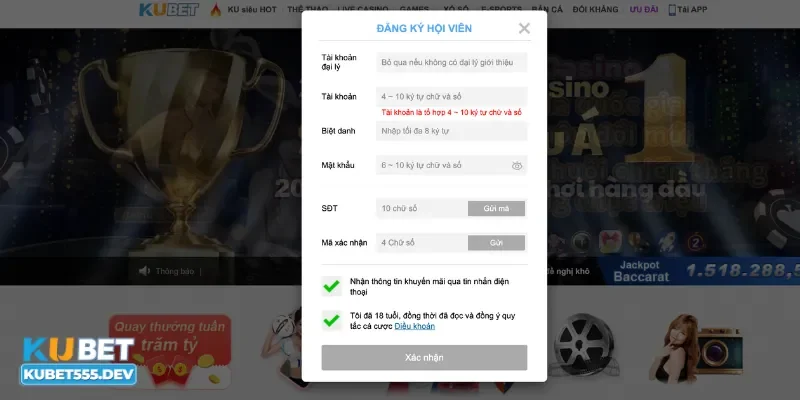 Kubet 38 Hướng dẫn cách đăng ký tài khoản Kubet