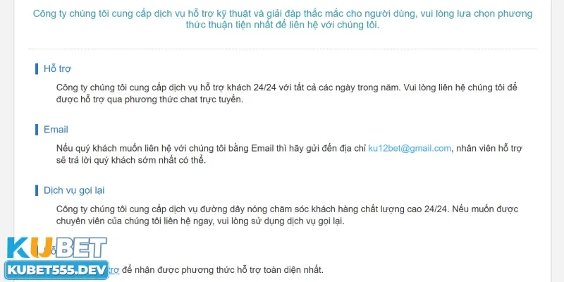 Các cách thức để liên hệ Kubet siêu phổ biến